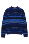 LACOSTE LACOSTE PATTERN STRIPE WOOL BLEND SWEATER