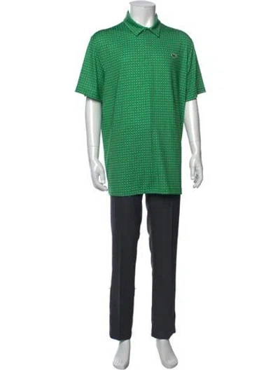 Pre-owned Lacoste Patterned Collar Polo Shirt In Green