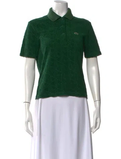Pre-owned Lacoste Patterned Crew Neck Polo In Green