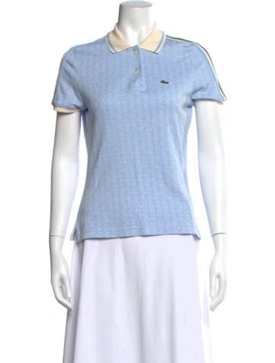 Pre-owned Lacoste Patterned Crew Neck Sweater In Blue