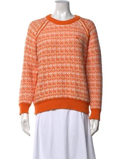 Pre-owned Lacoste Patterned Crew Neck Sweater In Orange