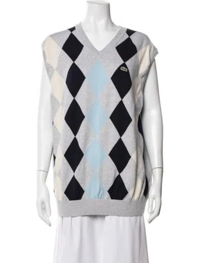 Pre-owned Lacoste Patterned Jacket In White
