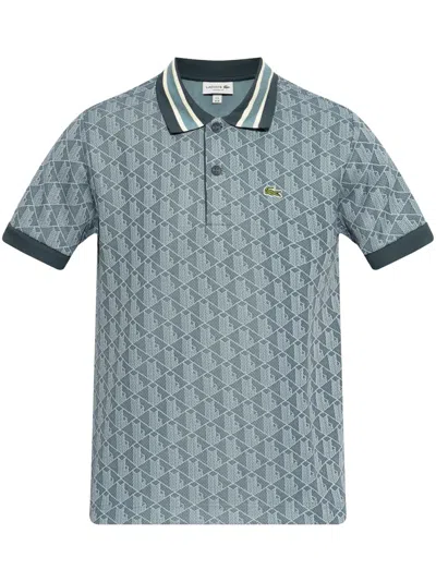 Lacoste Patterned-jacquard Polo Shirt In Blau