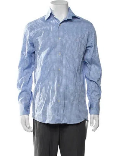 Pre-owned Lacoste Patterned Long Sleeve Shirt In Blue