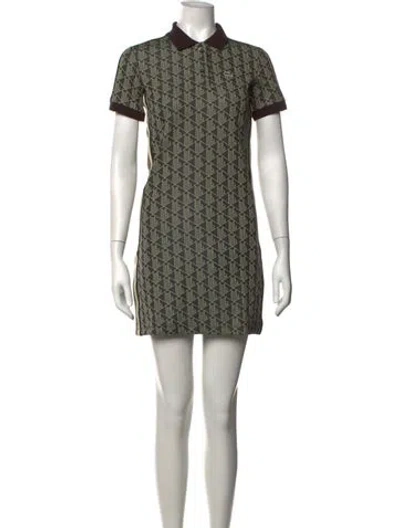 Pre-owned Lacoste Patterned Mini Dress W/ Tags In Brown