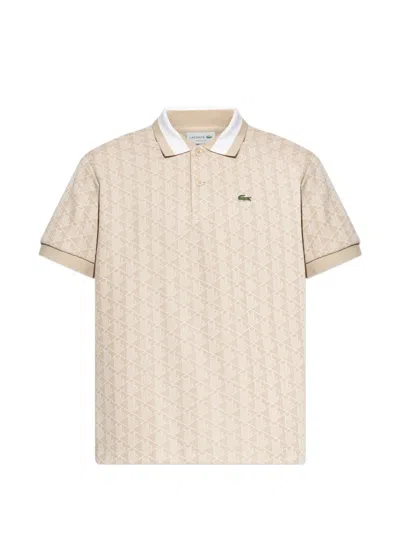 Lacoste Patterned Polo Shirt In Neutral
