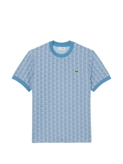 Lacoste Patterned Round Neck T-shirt In Blue