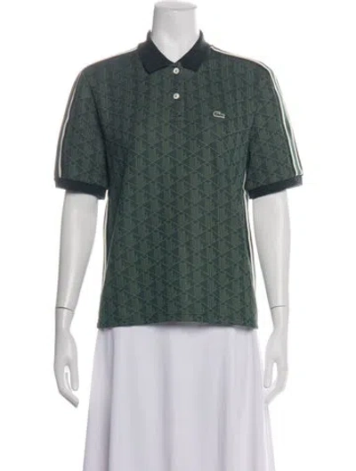 Pre-owned Lacoste Patterned Short Sleeve Polo In Green