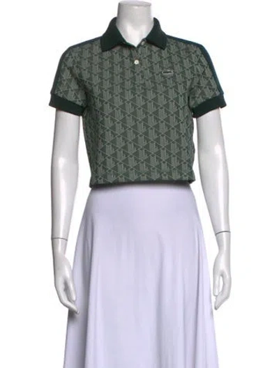 Pre-owned Lacoste Patterned Short Sleeve Polo W/ Tags In Green