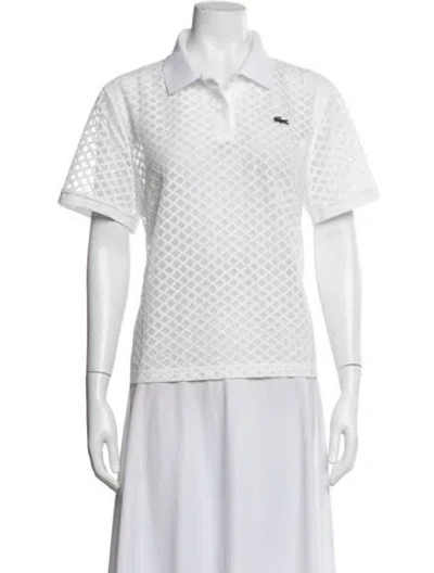 Pre-owned Lacoste Patterned Short Sleeve Polo In White