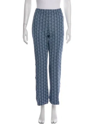 Pre-owned Lacoste Patterned Straight Leg Pants In Blue
