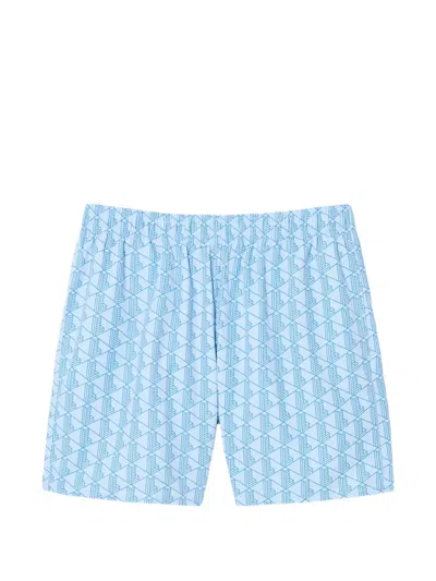 Lacoste Patterned Swim Shorts In Blue