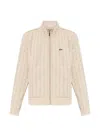 Lacoste Patterned Zip-up Sweatshirt In Brown