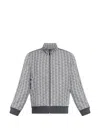 Lacoste Patterned Zip-up Sweatshirt In Gray