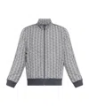 Lacoste Patterned Zip-up Sweatshirt In Gray