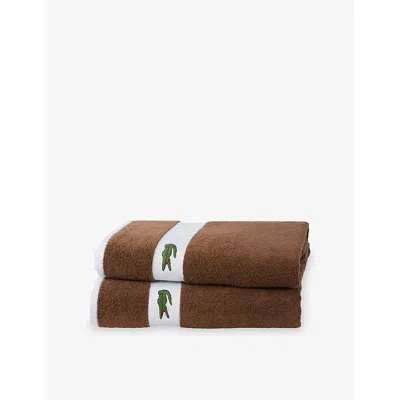 Lacoste L Casual Cotton Towel In Brown