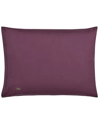 Lacoste Percale Solid Pillowcase Pair In Purple