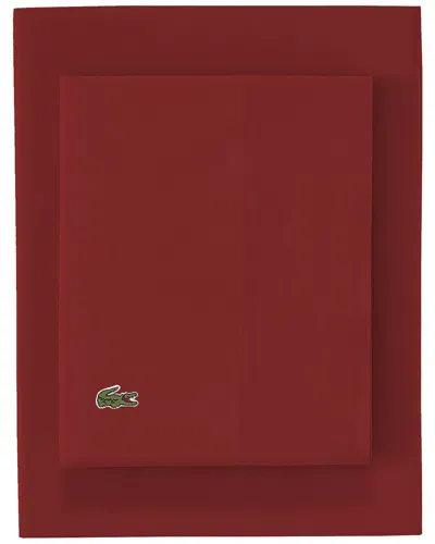 Lacoste Percale Solid Sheet Set In Burgundy