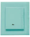 Lacoste Percale Solid Sheet Set In Blue