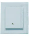 Lacoste Percale Solid Sheet Set In Blue