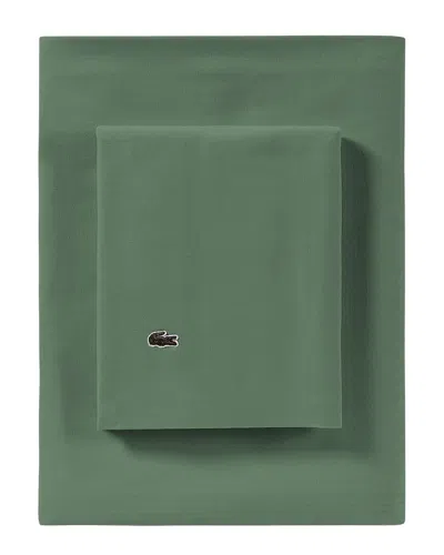 Lacoste Percale Solid Sheet Set In Green