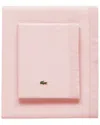 Lacoste Percale Solid Sheet Set In Pink
