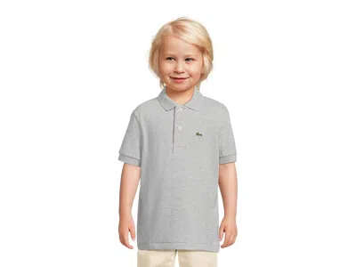 Lacoste Petit Pique Polo (little Kid/big Kid) Boy's Short Sleeve Pullover Argent Chine Heather : 4 (little K In Gray