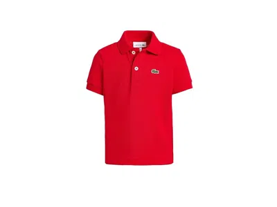 Lacoste Petit Pique Polo (little Kid/big Kid) Boy's Short Sleeve Pullover Rogue : 2t (toddler), Cotton In Red
