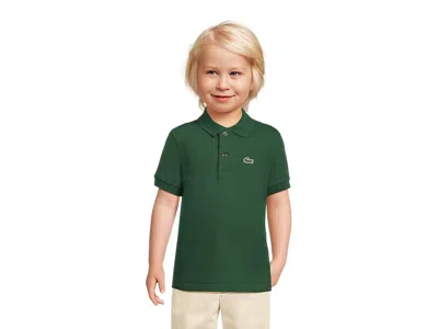 Lacoste Petit Pique Polo (little Kid/big Kid) Boy's Short Sleeve Pullover Vert : 4 (toddler), Cotton In Green