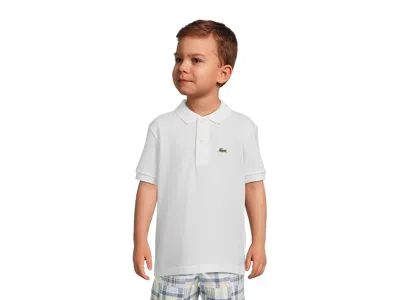 Lacoste Petit Pique Polo (little Kid/big Kid) Boy's Short Sleeve Pullover Blanc : 4 (little Kid), Cotton In White