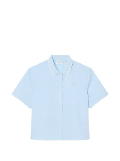 Lacoste Petit Piqué-effect Oversized Shirt In Blue