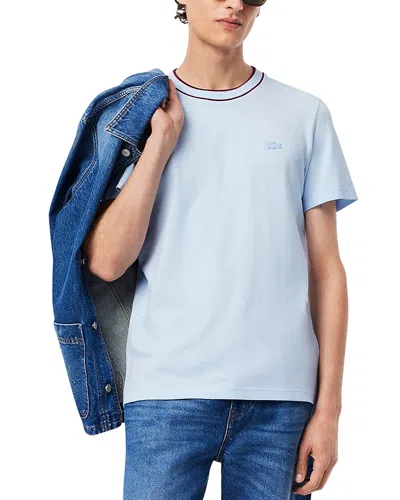 Lacoste Pima Cotton Logo Tee In Light Blue
