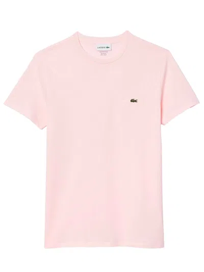 Lacoste T-shirt With Round Neck And Short Sleeves In Pink