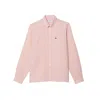 Lacoste Pink Linen Shirt With Straight Cut Collar In Pink