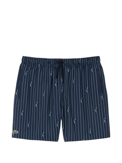 Lacoste Pinstripe-pattern Swim Shorts In Multi