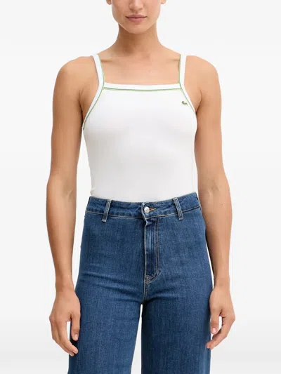 Lacoste Piped-trim Logo-patch Camisole In White