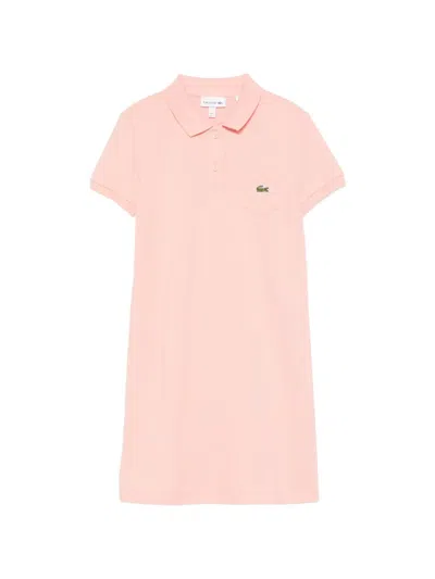 Lacoste Kids' Pique Collar Polo Dress In Pink