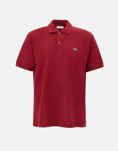 Lacoste Piqué Cotton Polo In Wine Red