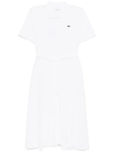 Lacoste Piqué Flared Polo Dress In White