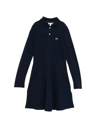 Lacoste Kids' Piqué Polo Dress In Blue
