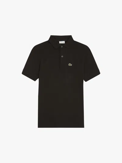 Lacoste Logo-patch Jersey Polo Shirt In Black