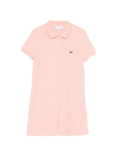 Lacoste Kids' Pique-texture Dress In Pink