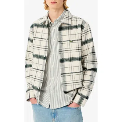 Lacoste Plaid Flannel Button-up Overshirt In Pattern