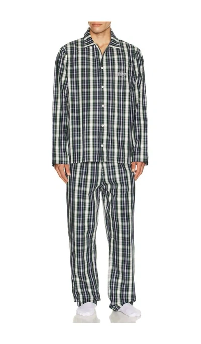 Lacoste Plaid Poplin Pajama Set In Black