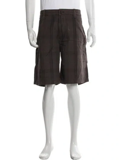 Pre-owned Lacoste Plaid Print Chino Shorts In Brown