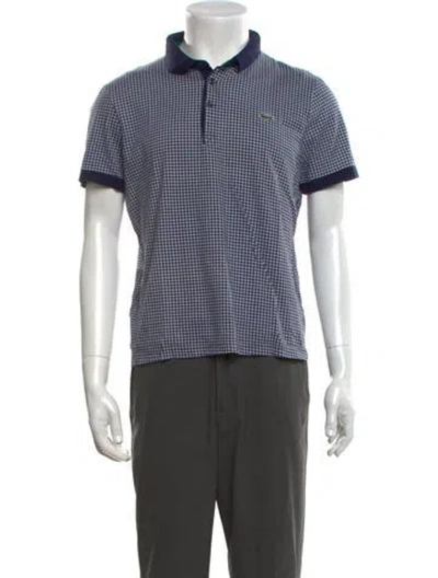 Pre-owned Lacoste Plaid Print Collar Polo Shirt In Blue