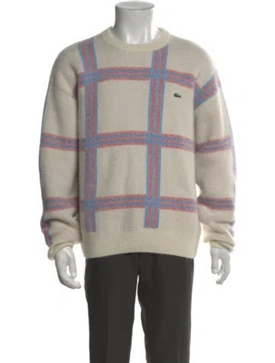 Pre-owned Lacoste Plaid Print Crew Neck Pullover In Neutral