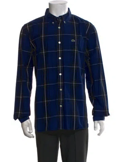 Pre-owned Lacoste Plaid Print Long Sleeve Shirt In Blue