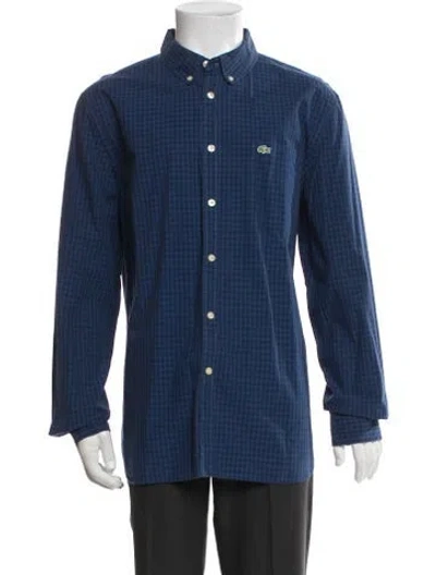 Pre-owned Lacoste Plaid Print Long Sleeve Shirt In Blue