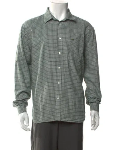 Pre-owned Lacoste Plaid Print Long Sleeve Shirt In Green